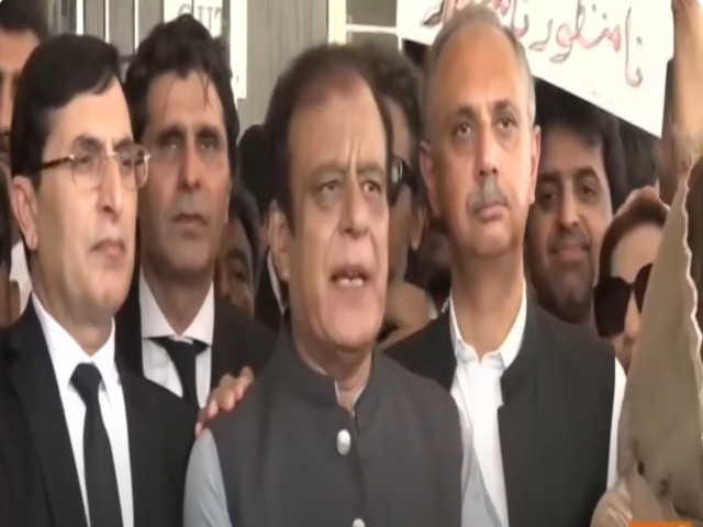 pakistan tehreek e insaf lawmakers addressing media outside court in islamabad on may 29 2024 after the iddat case hearing photo screengrab