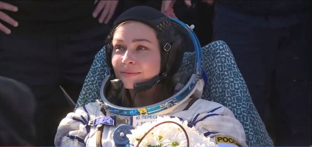 russian actor director making first film in space return to earth post 12 day mission