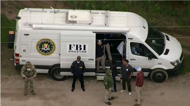 an aerial view shows a federal bureau of investigation fbi van where a search is being conducted for francisco oropeza 38 who police say shot dead five neighbors in cleveland texas u s april 29 2023 in a still image from video photo reuters an aerial view shows a federal bureau of investigation fbi van where a search is being conducted for francisco oropeza 38 who police say shot dead five neighbors in cleveland texas u s april 29 2023 in a still image from video photo reuters