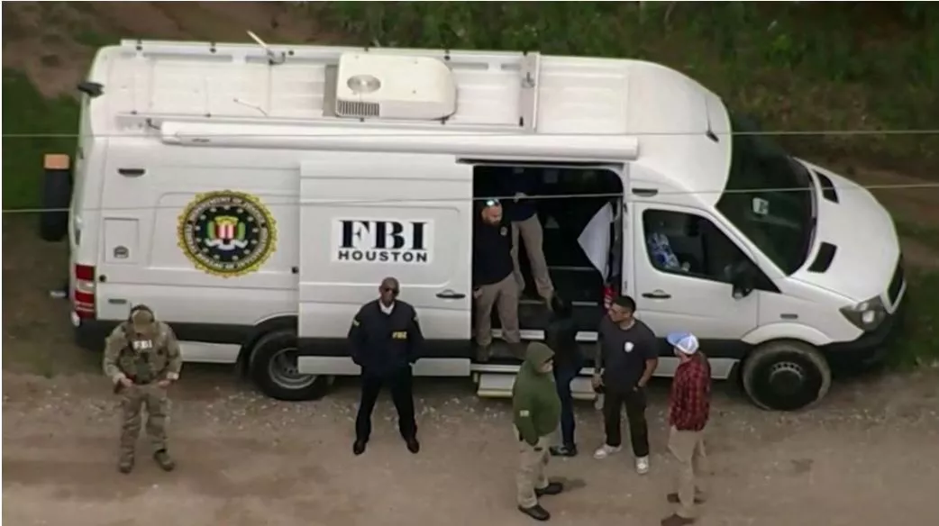 an aerial view shows a federal bureau of investigation fbi van where a search is being conducted for francisco oropeza 38 who police say shot dead five neighbors in cleveland texas u s april 29 2023 in a still image from video photo reuters an aerial view shows a federal bureau of investigation fbi van where a search is being conducted for francisco oropeza 38 who police say shot dead five neighbors in cleveland texas u s april 29 2023 in a still image from video photo reuters