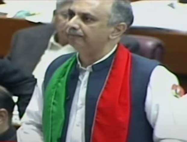 pti leader omar ayub khan addressing the national assembly on march 3 2024 screengrab