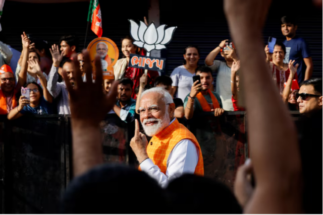 india s prime minister narendra modi shows his ink marked finger after casting his vote during the third phase of the general election in ahmedabad india may 7 2024 reuters adnan abidi india s prime minister narendra modi shows his ink marked finger after casting his vote during the third phase of the general election in ahmedabad india may 7 2024 reuters adnan abidi