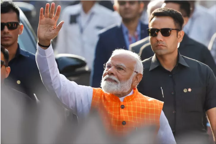 india s prime minister narendra modi waves on the day he votes during the third phase of the general election in ahmedabad india may 7 2024 reuters adnan abidi file phot india s prime minister narendra modi waves on the day he votes during the third phase of the general election in ahmedabad india may 7 2024 reuters adnan abidi file phot