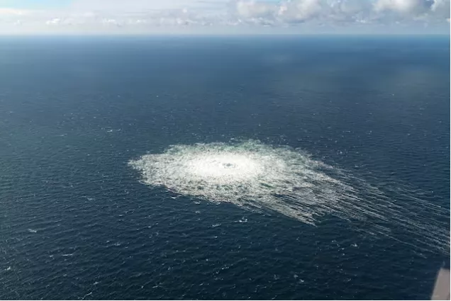 gas leak at nord stream 2 as seen from the danish f 16 interceptor on bornholm denmark september 27 2022 danish defence command forsvaret ritzau scanpix via reuters file photo gas leak at nord stream 2 as seen from the danish f 16 interceptor on bornholm denmark september 27 2022 danish defence command forsvaret ritzau scanpix via reuters file photo