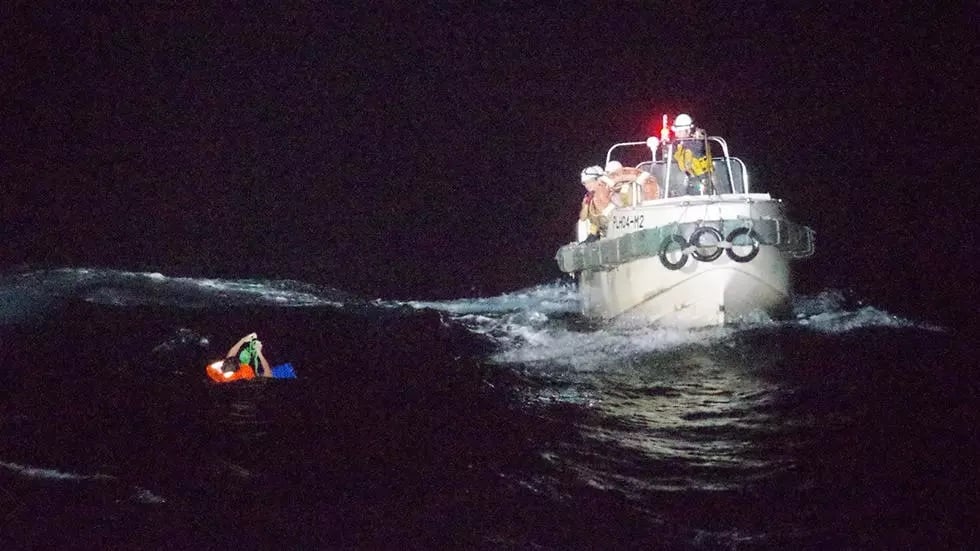 japan s coast guard has rescued one person from a cargo ship that issued a distress call during a typhoon photo afp