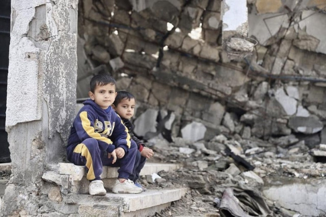 children sit among the rubble in gaza city on feb 27 2024 photo xinhua children sit among the rubble in gaza city on feb 27 2024 photo xinhua