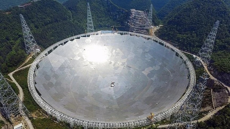 the five hundred meter aperture spherical radio telescope fast the world s largest single dish radio telescope in china s guizhou province photo andolu agency