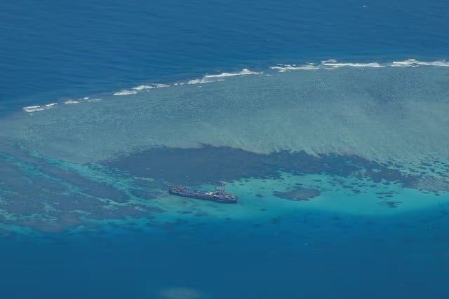 an aerial view shows the brp sierra madre on the contested second thomas shoal in the south china sea file photo reuters