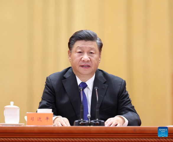 chinese president xi jinping also general secretary of the communist party of china central committee and chairman of the central military commission delivers an important speech at a commemorative meeting marking the 110th anniversary of the revolution of 1911 at the great hall of the people in beijing capital of china oct 9 2021 photo xinhua