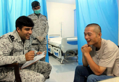 chinese man rescued at sea fell off merchant ship