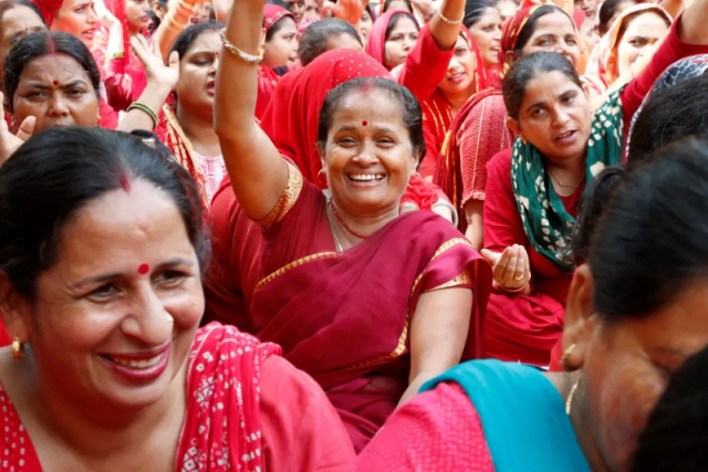 community health workers punch the air with their fists during a protest in gurugram india september 19 2023 photo reuters community health workers punch the air with their fists during a protest in gurugram india september 19 2023 photo reuters