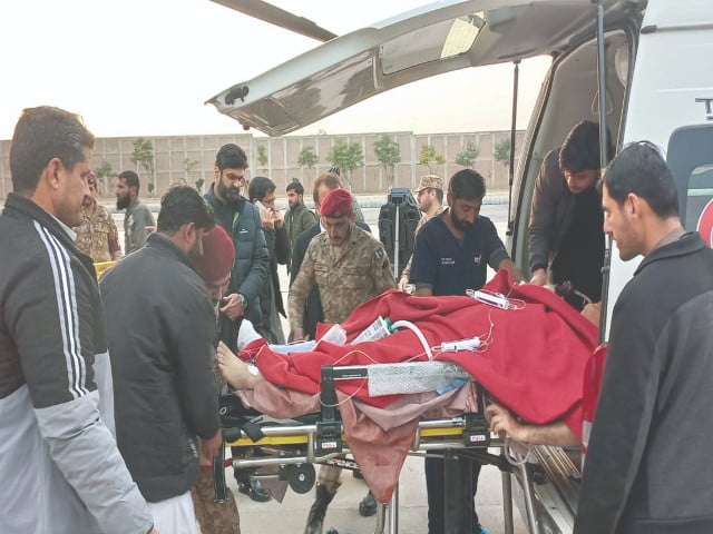 kurram deputy commissioner javedullah mehsud is being shifted to a hospital in peshawar photo ppi