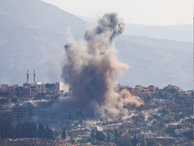 smoke billows over khiam amid ongoing hostilities between hezbollah and israeli forces as pictured from marjayoun near the border with israel lebanon november 9 2024 reuters karamallah daher