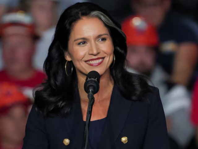 former u s rep tulsi gabbard attends a campaign rally of republican presidential nominee and former u s president donald trump at ppg paints arena in pittsburgh pennsylvania u s november 4 2024 reuters jeenah moon file photo