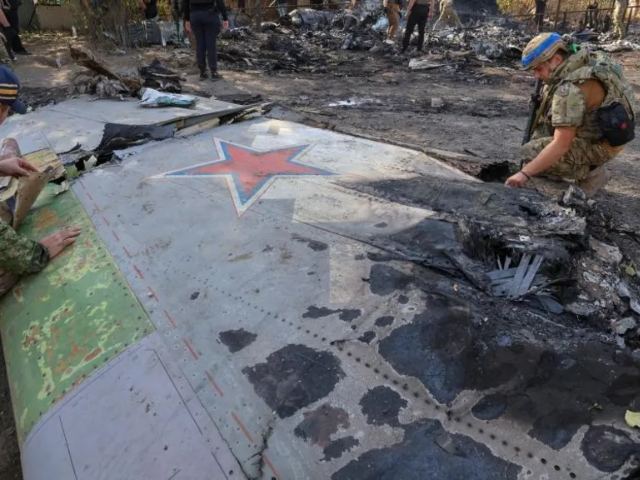 wreckage of what appeared to be russia s okhotnik or hunter aerial vehicle was found in kostyantynivka photo bbc