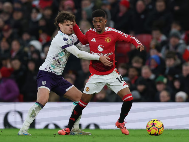 bournemouth s milos kerkez in action with manchester united s amad diallo photo reuters