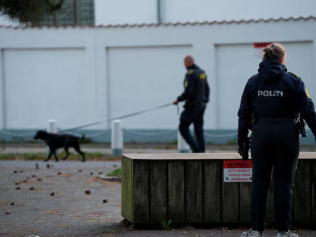 police officers investigate two blasts near the israeli embassy in copenhagen denmark october 2 2024 ritzau scanpix via reuters