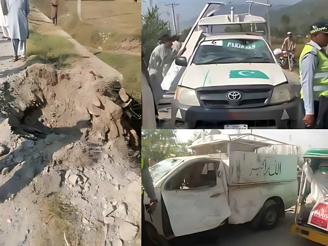 police vehicle targeted by remote controlled bomb in buner