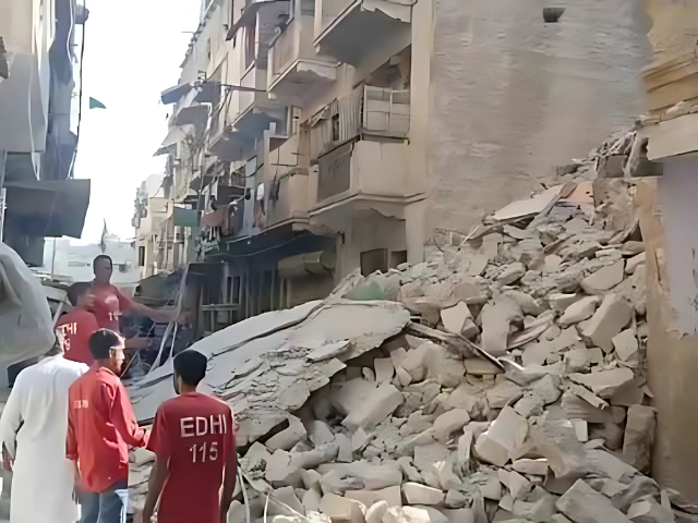 three story building collapses in karachi s old city area