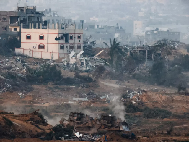 d 9 bulldozers seen in central gaza on 9 january 2024 amir cohen reuters