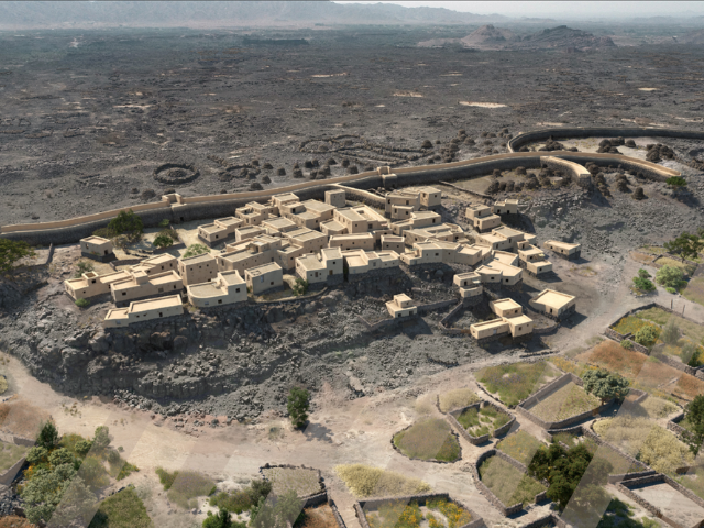 3D virtual reconstruction of the Bronze Age site of al-Natah. (CREDIT: CHARLOUX / CC BY-SA 4.0)