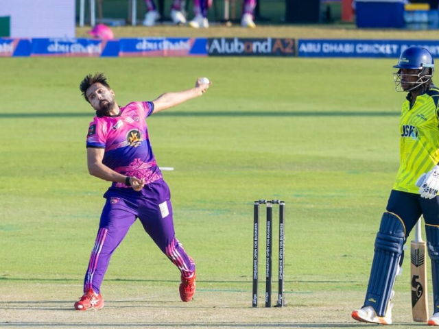 mohammad amir shines with brilliant bowling spell in t10 mohammad amir shines with brilliant bowling spell in t10