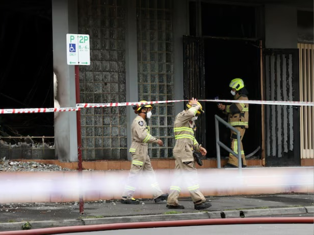 firefighters work at the scene of a fire at the adass israel synagogue in ripponlea melbourne australia december 6 2024 aap image con chronis via reuters