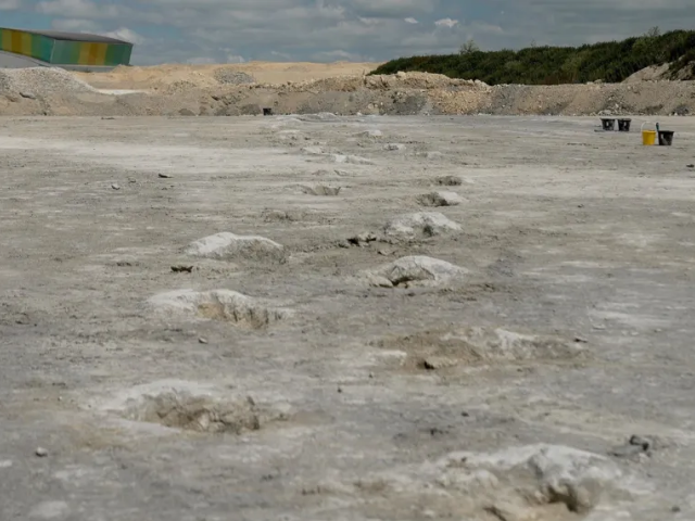 these footprints were made 166 million years ago as a dinosaur walked across a lagoon kevin church bbc