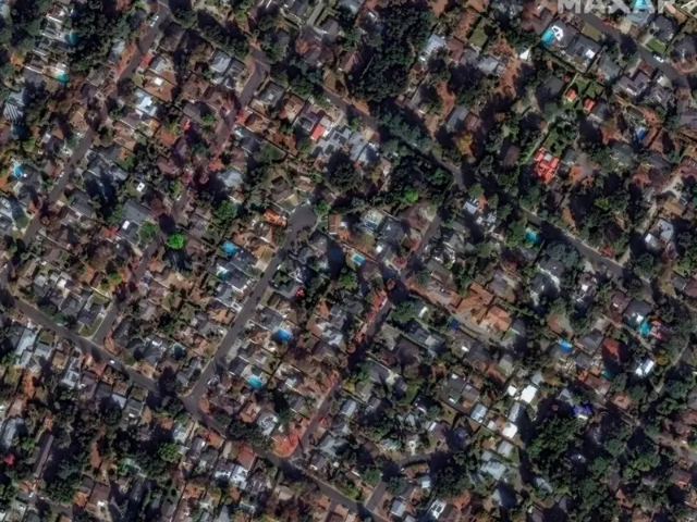 Photo: Maxar Technologies Here's a satellite image of houses in Altadena before the fires