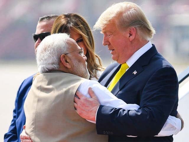 narendra modi embraces donald trump upon his arrival in ahmedabad on february 24 2020 photo afp narendra modi embraces donald trump upon his arrival in ahmedabad on february 24 2020 photo afp