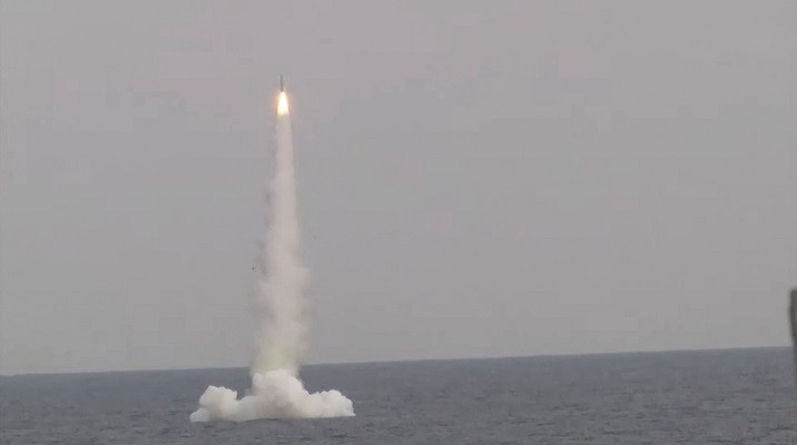 a kalibr cruise missile is launched from russian submarine petropavlovsk kamchatsky of the pacific fleet during a test in the waters of the sea of japan december 21 2021 photo reuters