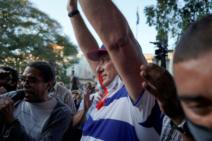 cuba s president miguel diaz canel takes part into a pro government rally in havana cuba november 29 2020 reuters