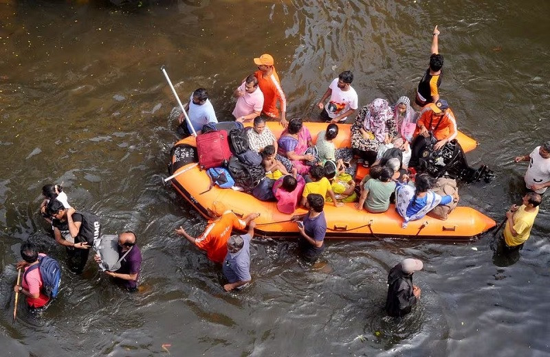 members of the ndrf evacuate people from a water logged residential in chennai india december 6 2023 photo reuters