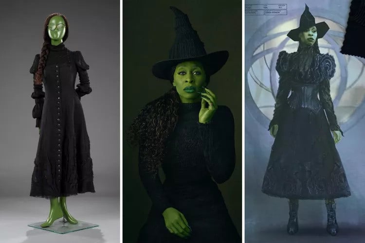 Cynthia Erivo's costumes as Glinda featured textural elements that were inspired by nature. Image: Universal