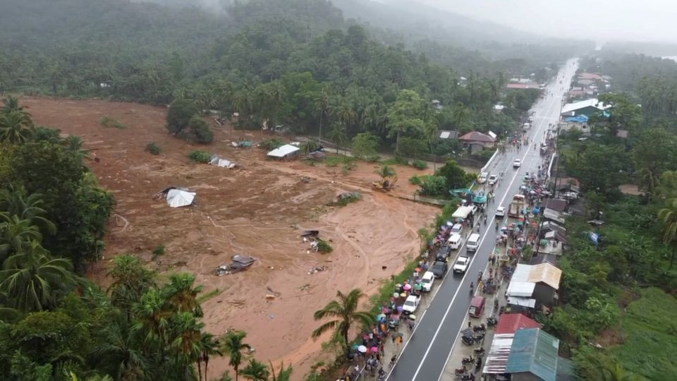 a general view shows damages after a landslide caused by tropical storm megi that hit philippines eastern and southern coasts in baybay city eastern province of leyte philippines in this still image taken from a video april 11 2022 photo reuters