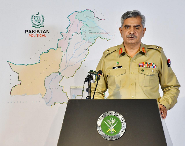 dg ispr maj general babar iftikhar addresses media on eve of independence day at ispr in rawalpindi photo express