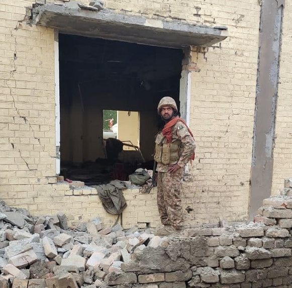 a soldier at the site of the militant attack photo express