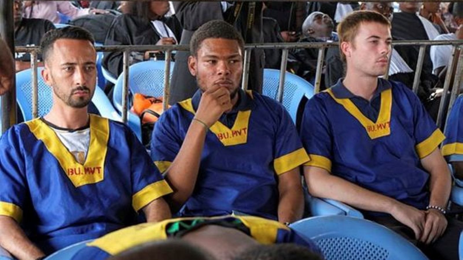 benjamin zalman polun marcel malanga and taylor thompson american citizens suspected along with a group of around fifty other people to be involved in an attempted coup in congo wait for the final verdict during their trial in kinshasa democratic republic of congo photo reuters