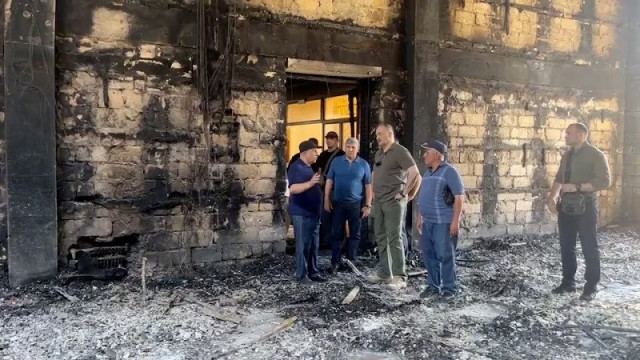 sergei melikov the head of the dagestan region visits derbent synagogue following an attack by gunmen and a fire in derbent in dagestan russia june 24 2024 photo reuters sergei melikov the head of the dagestan region visits derbent synagogue following an attack by gunmen and a fire in derbent in dagestan russia june 24 2024 photo reuters