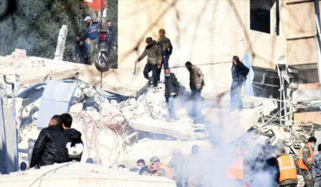 people inspect the damage at the site of an israeli strike in the mazzeh neighborhood of damascus syria photo reuters people inspect the damage at the site of an israeli strike in the mazzeh neighborhood of damascus syria photo reuters