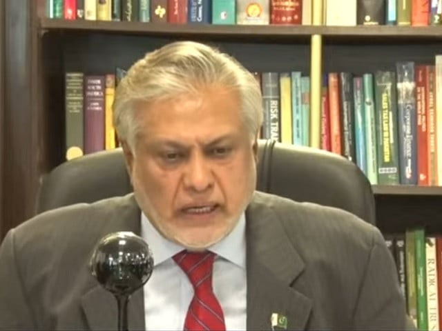 finance minister ishaq dar addressing a ceremony at pakistan stock exchange on december 28 photo screengrab finance minister ishaq dar addressing a ceremony at pakistan stock exchange on december 28 photo screengrab