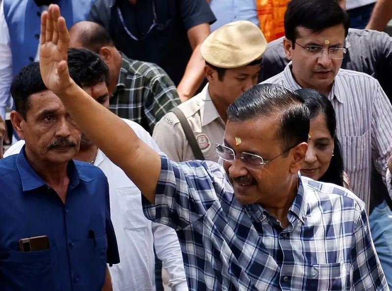 delhi chief minister arvind kejriwal gestures as he leaves following a visit to a temple in new delhi india may 11 2024 photo reuters delhi chief minister arvind kejriwal gestures as he leaves following a visit to a temple in new delhi india may 11 2024 photo reuters