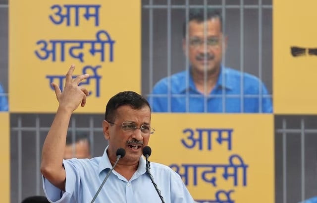 delhi cm arvind kejriwal addresses supporters and members of the aap at the party s headquarters in new delhi india june 2 2024 photo reuters delhi cm arvind kejriwal addresses supporters and members of the aap at the party s headquarters in new delhi india june 2 2024 photo reuters
