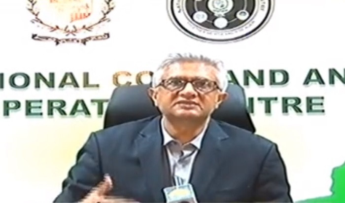 special assistant to prime minister on national health services regulations and coordination dr faisal sultan at a media briefing in islamabad on may 3 2021 screengrab