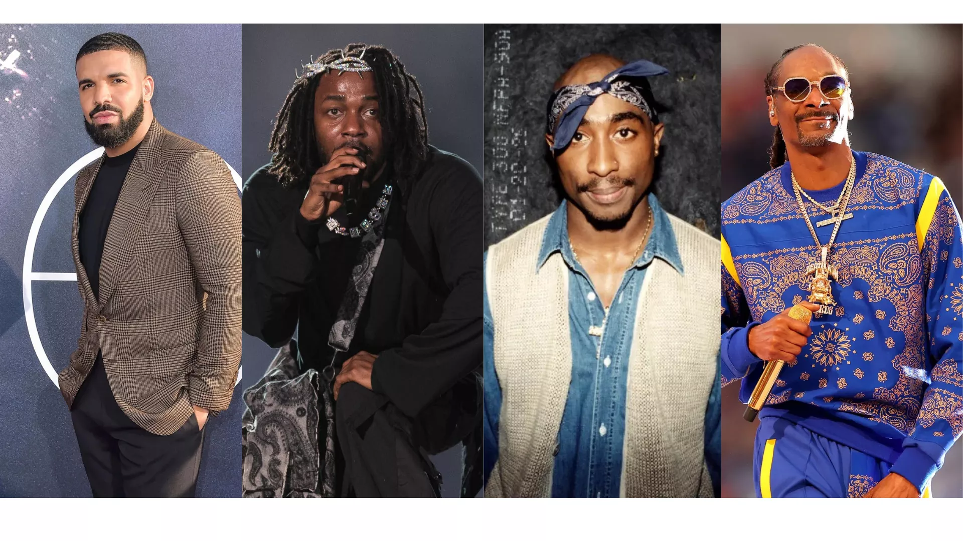 l r drake kendrick lamar tupac and snoop dogg l r drake kendrick lamar tupac and snoop dogg