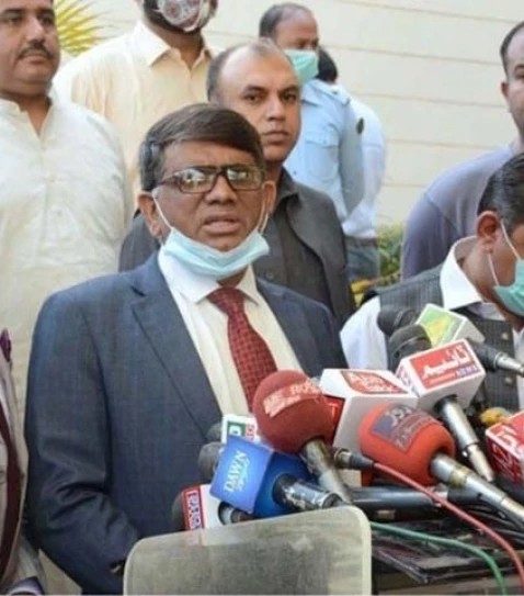 provincial election commissioner for sindh ijaz anwar chauhan speaking to media in karachi on jan 16 2023 photo express