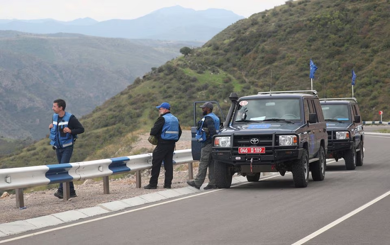 observers of the european union near the armenia azerbaijan border and nagorno karabakh region outside the village of kornidzor armenia september 23 2023 photo reuters