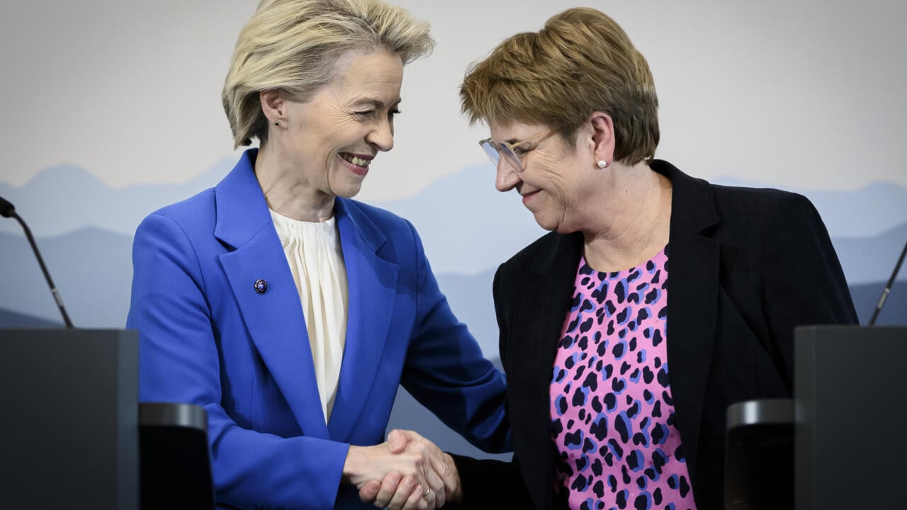 european commission president ursula von der leyen announced the reset with switzerland s president viola amherd photo afp