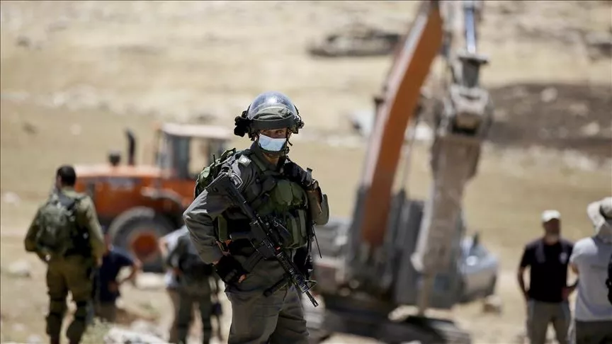 israeli forces take security measures as palestinians gather to protest ongoing jewish settlement in ramallah west bank on may 26 2020 photo anadolu agency israeli forces take security measures as palestinians gather to protest ongoing jewish settlement in ramallah west bank on may 26 2020 photo anadolu agency