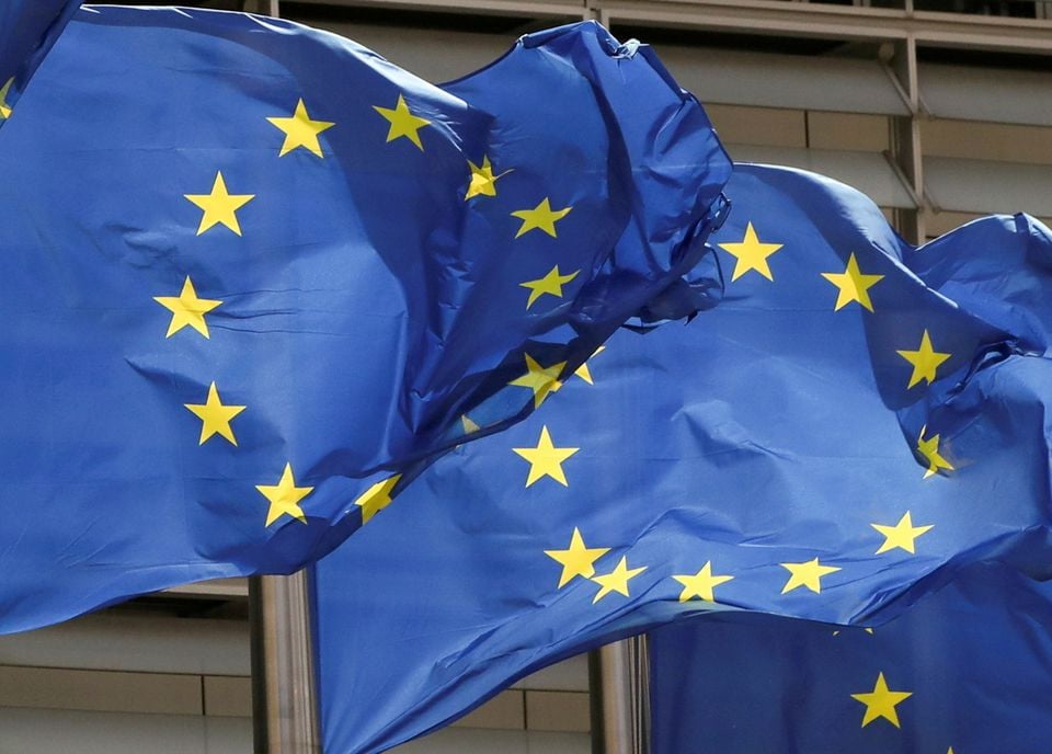 european union flags flutter outside the eu commission headquarters in brussels belgium may 5 2021 photo reuters